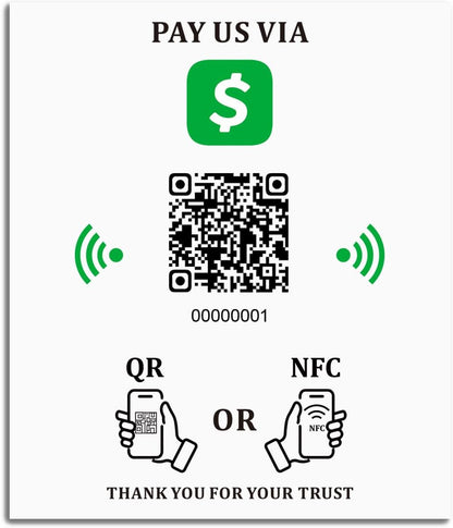 5.7" x 4.9" NFC Sticker – Payments, Reviews & Social – No Monthly Fee – Waterproof PVC