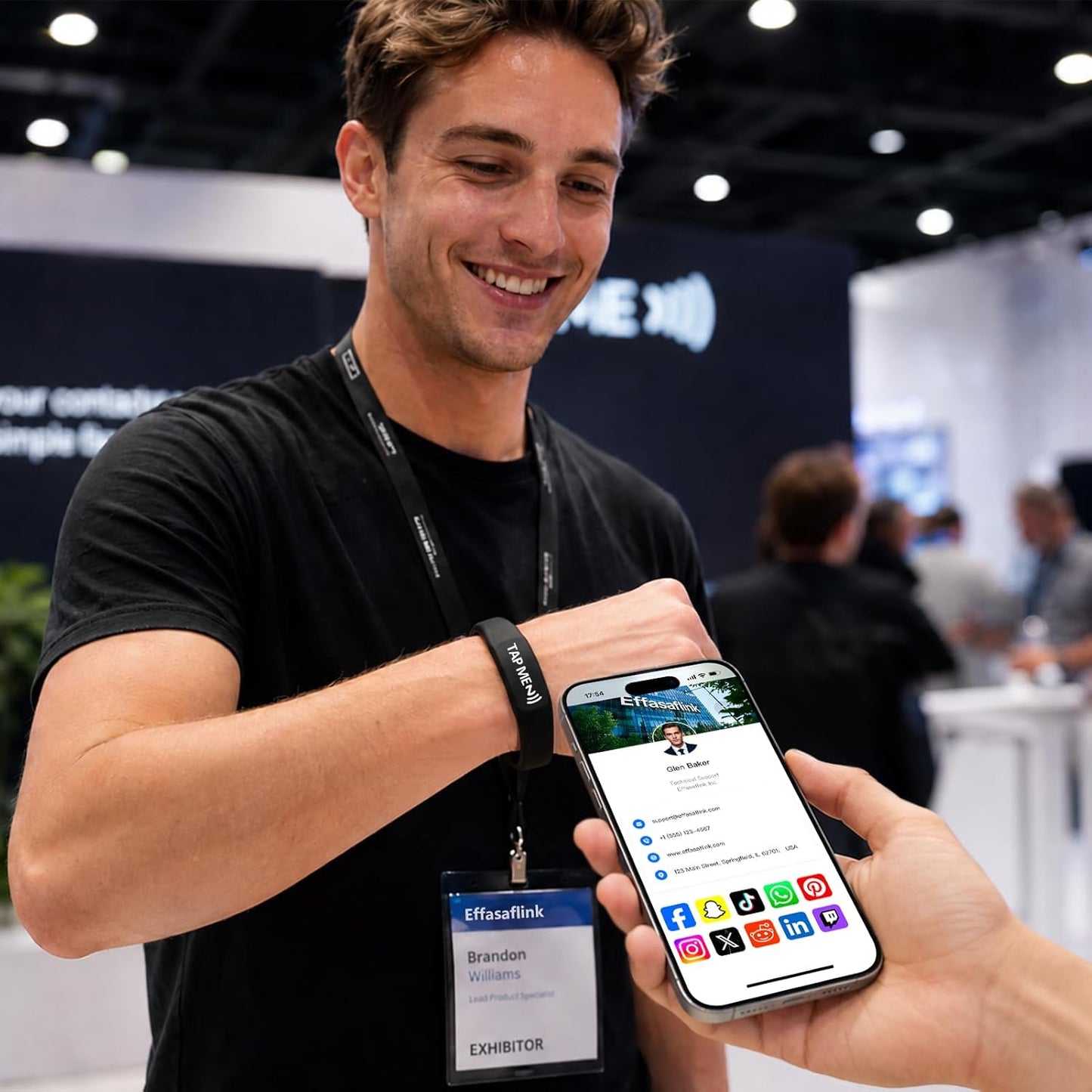 NFC Digital Business Card Wristband – Tap to Share – No Monthly Fee