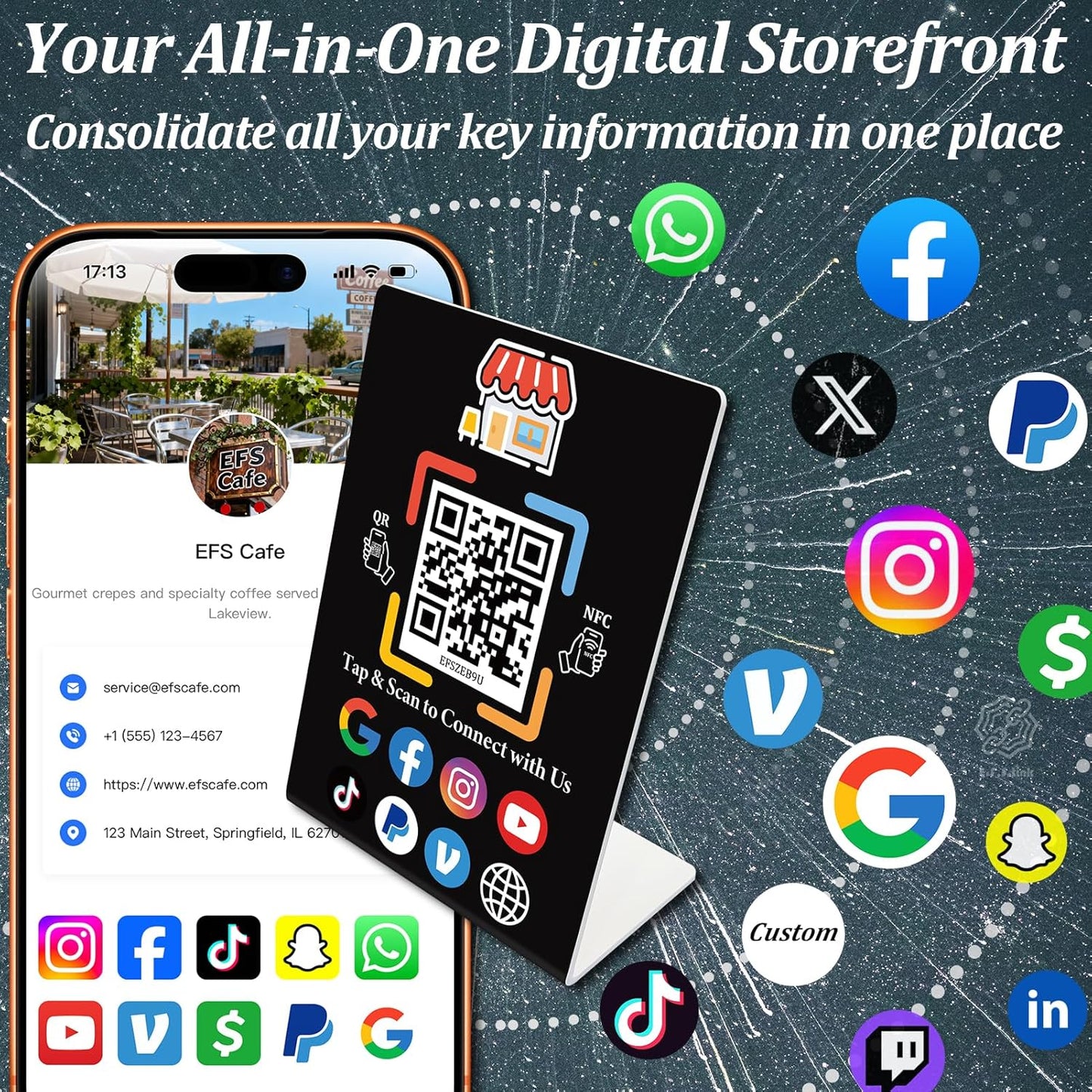 NFC Plastic Stand – Digital Hub for Business – No Monthly Fee