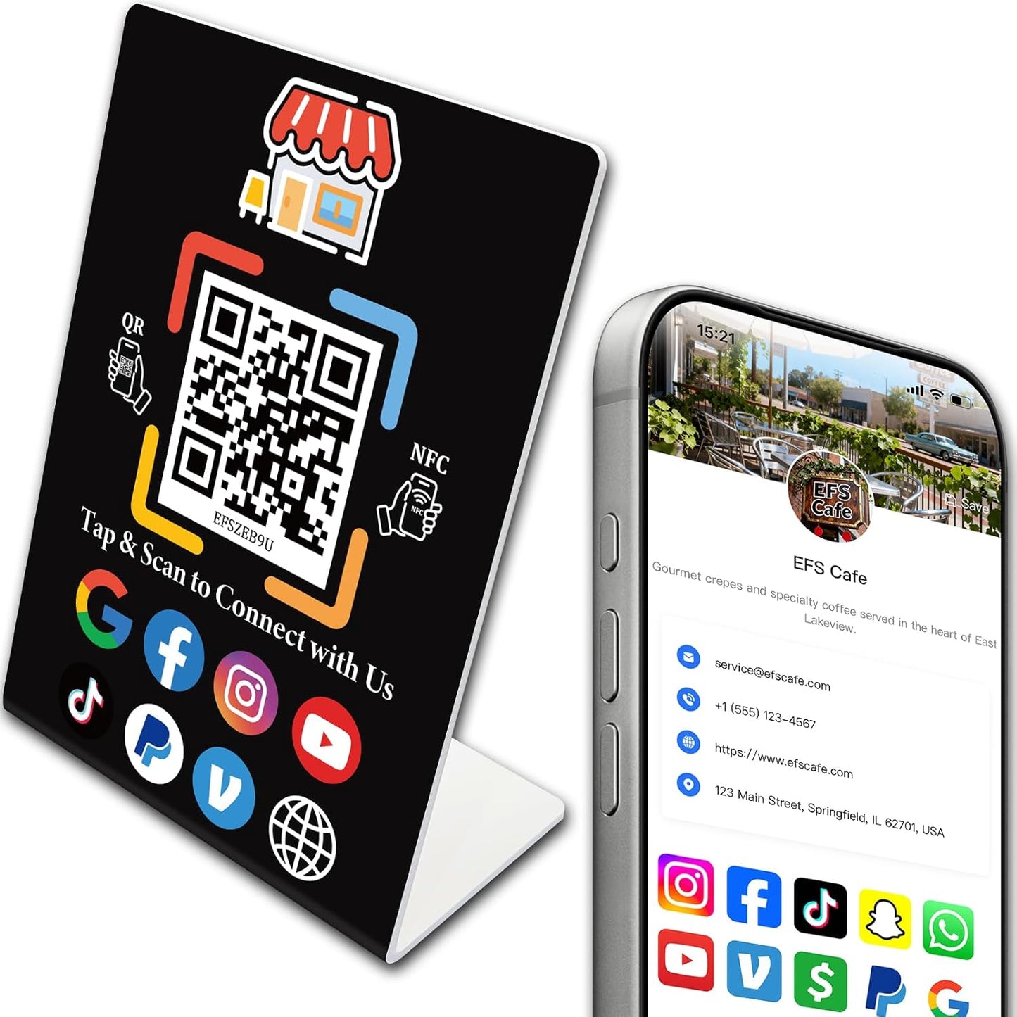 NFC Plastic Stand – Digital Hub for Business – No Monthly Fee