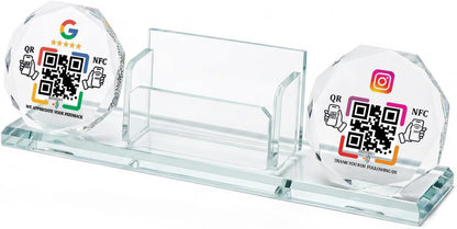 Crystal NFC Stand with Card Holder – Dual Platform – No App, No Monthly Fee