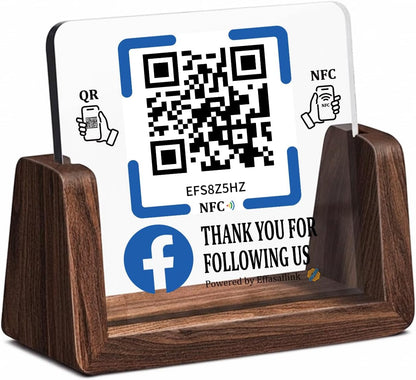 Wooden NFC Stand – Reviews, Social, Payment – No Monthly Fee - No App Needed