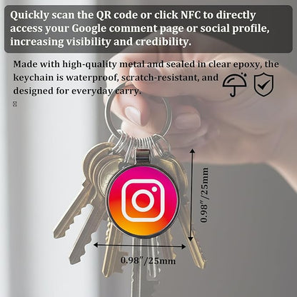 NFC Keychain for Reviews & Social Media – Metal Epoxy – No App, No Monthly Fee