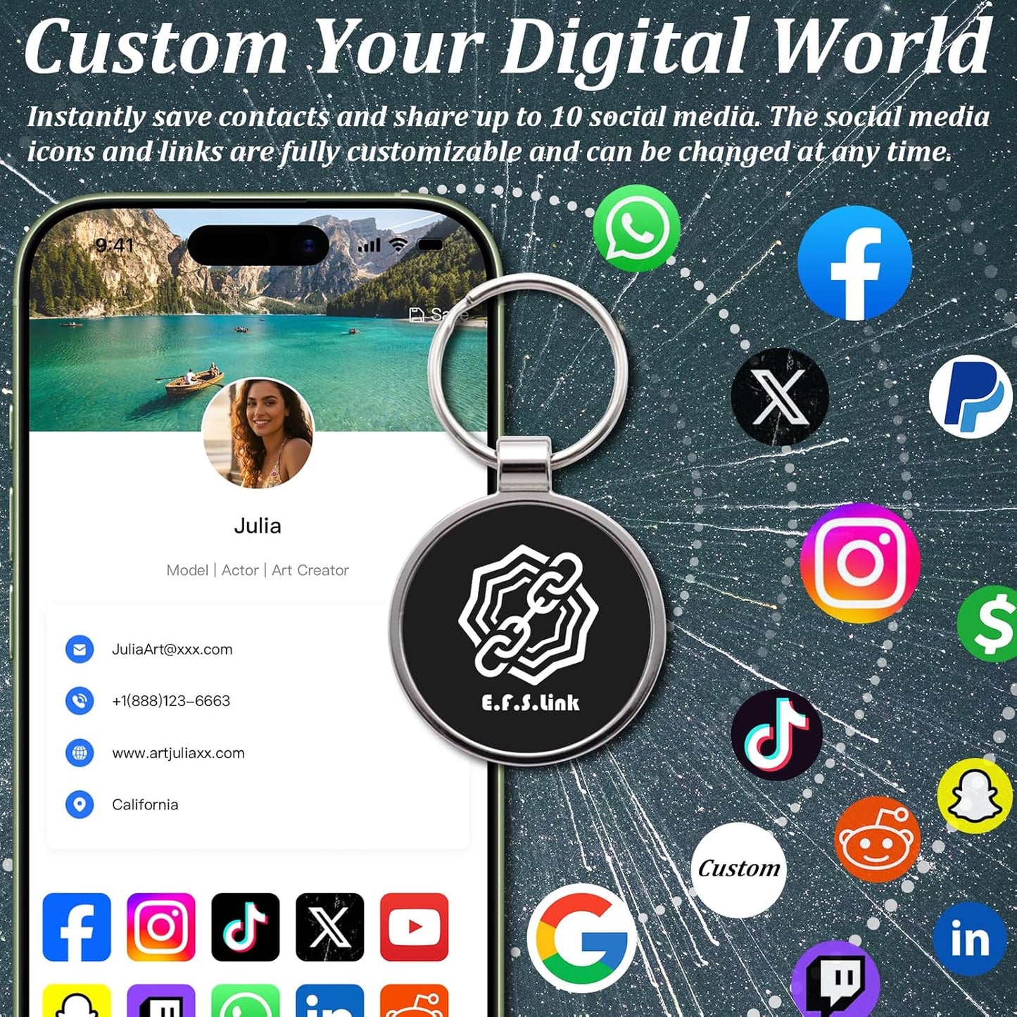 NFC Metal Keychain – Digital Business Card – No Monthly Fee