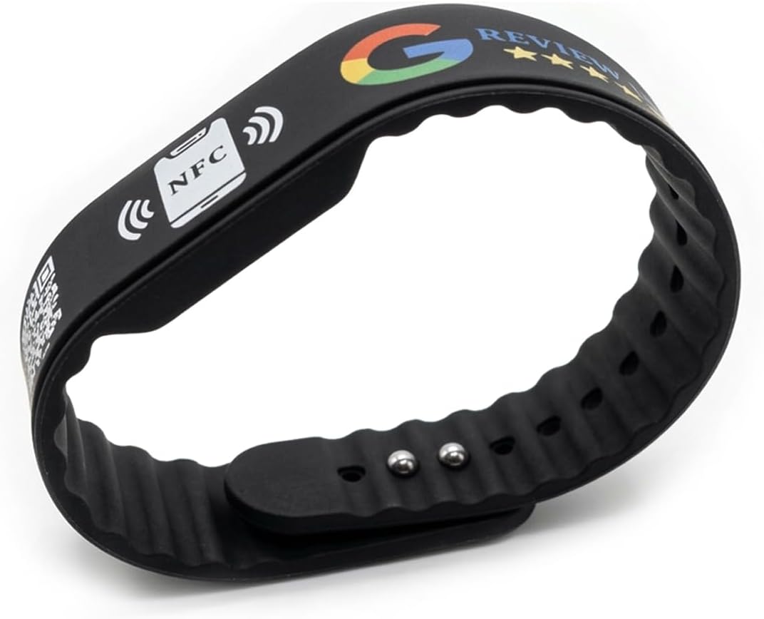 Double Layer NFC Social Wristband – Tap to Review & Follow – Rewritable – Analytics – Waterproof