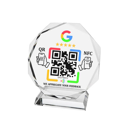 Octagonal Crystal NFC Stand – Google Reviews – No Monthly Fee – No App Needed