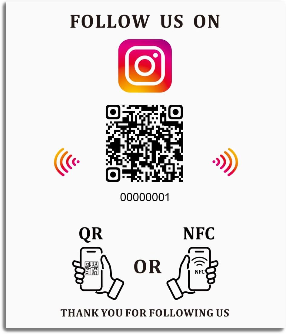 5.7" x 4.9" NFC Sticker – Payments, Reviews & Social – No Monthly Fee – Waterproof PVC