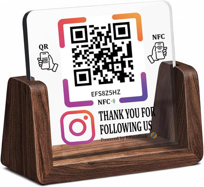 Wooden NFC Stand – Reviews, Social, Payment – No Monthly Fee - No App Needed