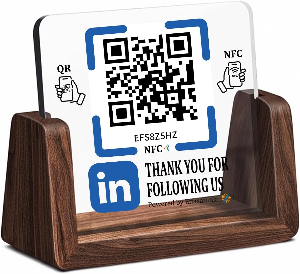 Wooden NFC Stand – Reviews, Social, Payment – No Monthly Fee - No App Needed