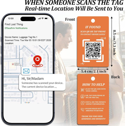 Smart NFC & QR Luggage Tag – Find My Bag Tracker – No App, No Subscription