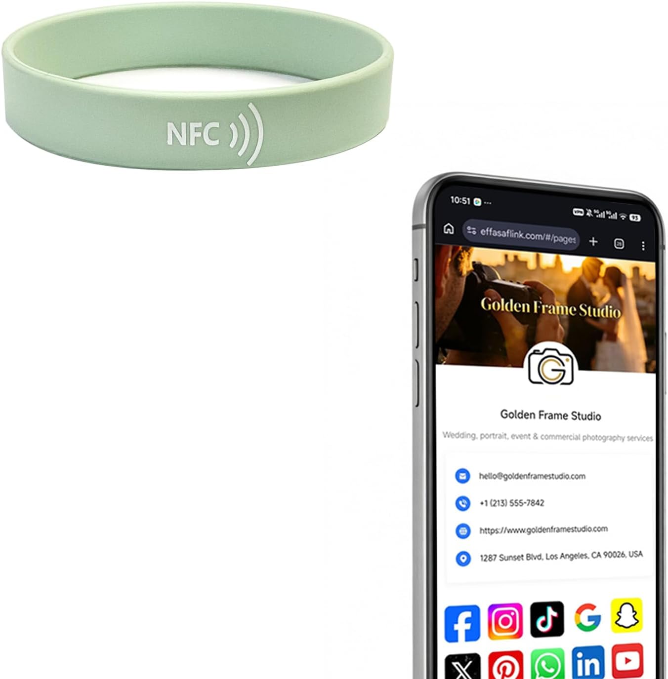 NFC Smart Wristband – Digital Business Card – No App, No Monthly Fee – Waterproof