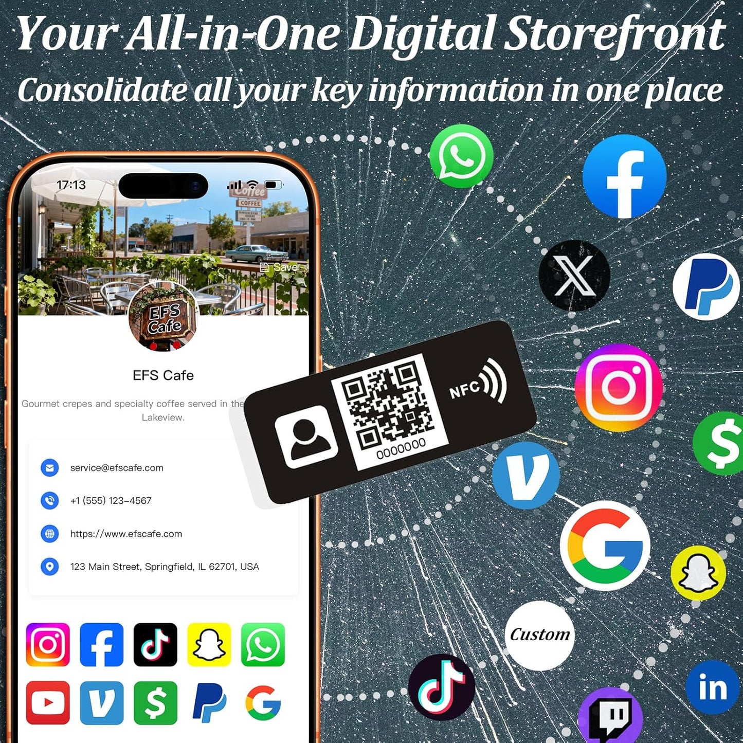 NFC Digital Business Card Phone Sticker – Tap to Share – Personalized Profile