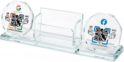 Crystal NFC Stand with Card Holder – Dual Platform – No App, No Monthly Fee