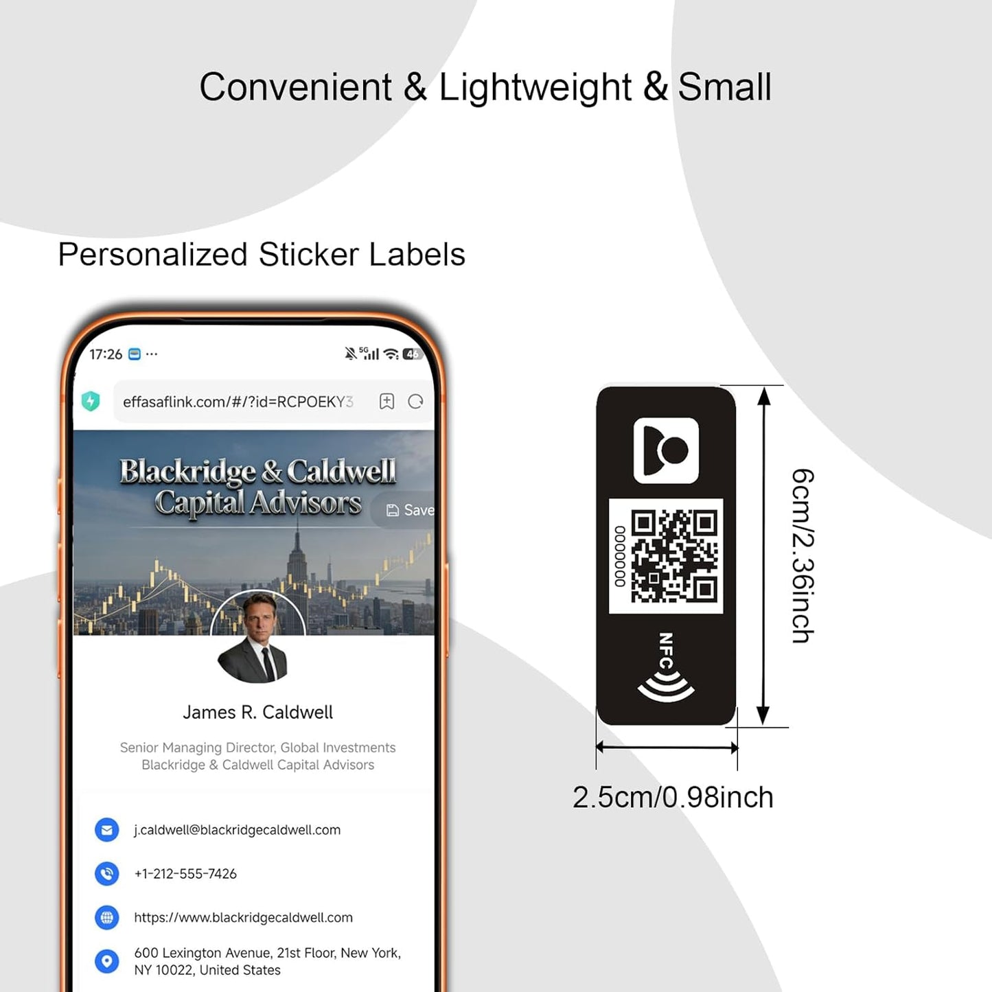 NFC Digital Business Card Phone Sticker – Tap to Share – Personalized Profile