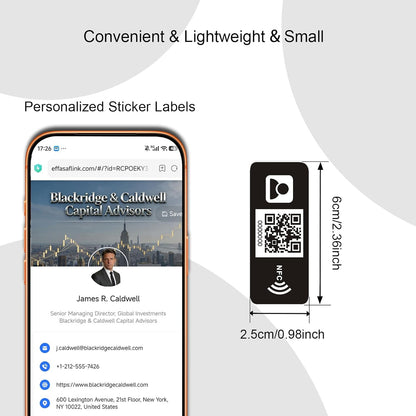 NFC Digital Business Card Phone Sticker – Tap to Share – Personalized Profile