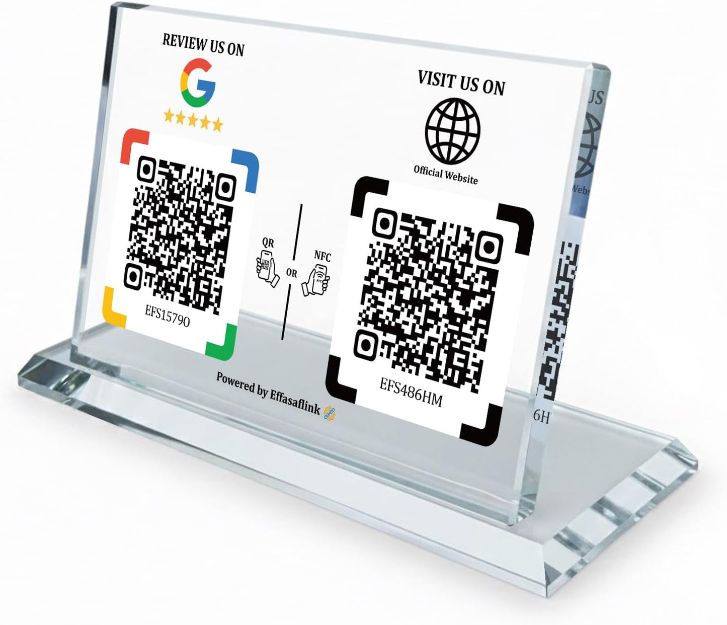 Dual NFC Crystal Stand – Choose 2 Functions – No App, No Subscription