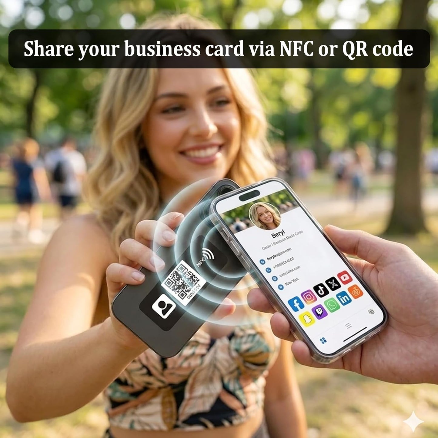NFC Digital Business Card Phone Sticker – Tap to Share – Personalized Profile
