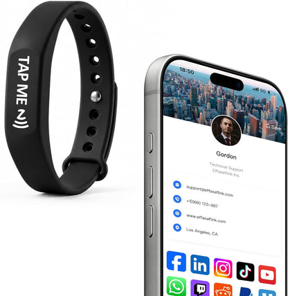 NFC Digital Business Card Wristband – Tap to Share – No Monthly Fee