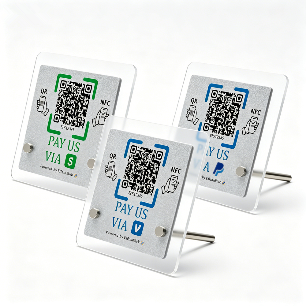 NFC & QR Payment Stand – Acrylic – No Monthly Fee – Cash App Compatible