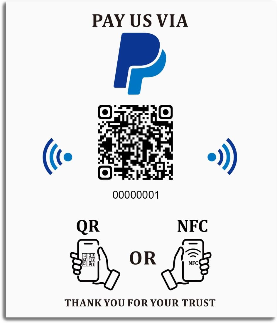 5.7" x 4.9" NFC Sticker – Payments, Reviews & Social – No Monthly Fee – Waterproof PVC