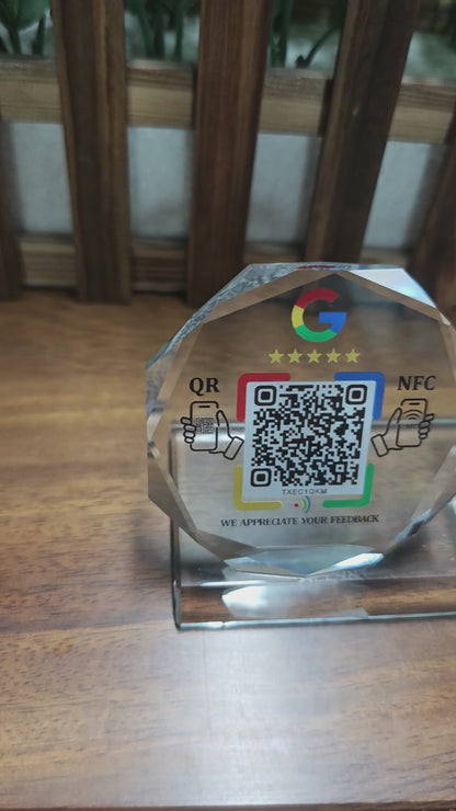 Crystal NFC Stand with Card Holder – Dual Platform – No App, No Monthly Fee