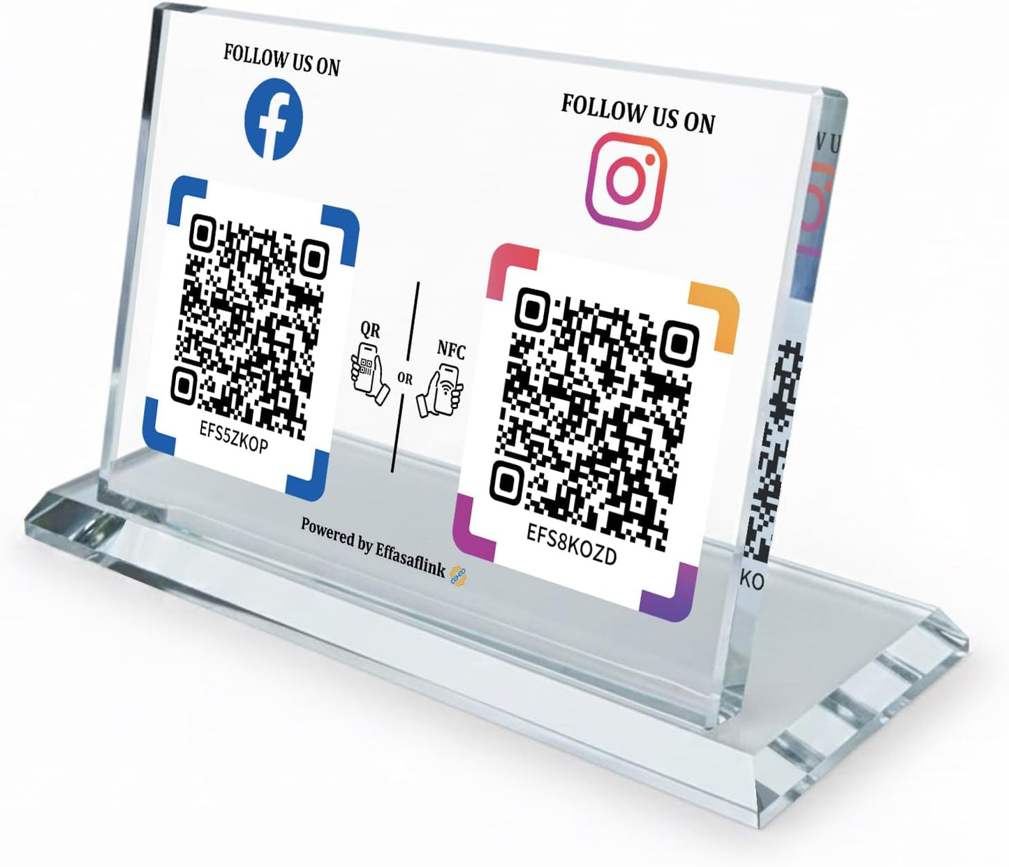 Dual NFC Crystal Stand – Choose 2 Functions – No App, No Subscription