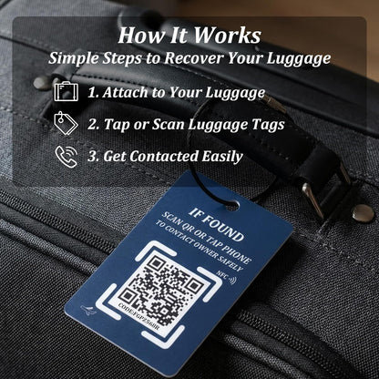 Smart NFC & QR Luggage Tag – Find My Bag Tracker – No App, No Subscription