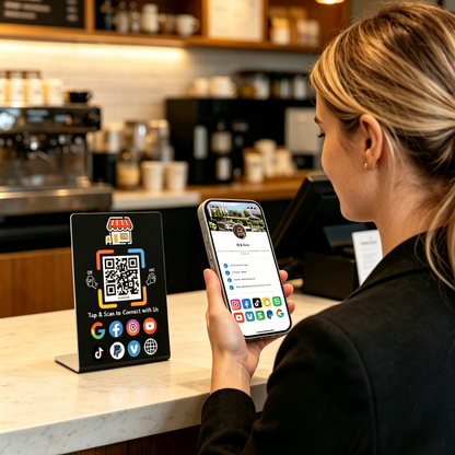 NFC Plastic Stand – Digital Hub for Business – No Monthly Fee