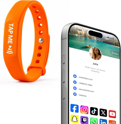 NFC Digital Business Card Wristband – Tap to Share – No Monthly Fee