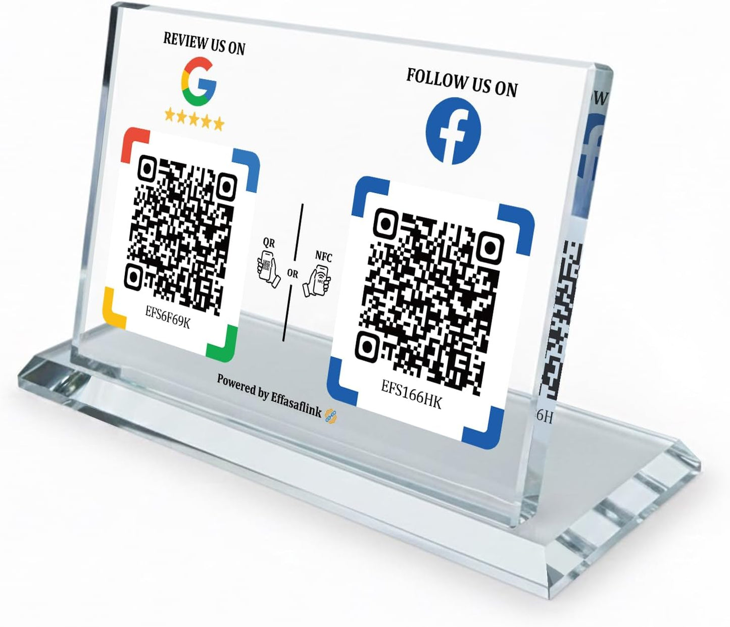Dual NFC Crystal Stand – Choose 2 Functions – No App, No Subscription