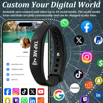 NFC Digital Business Card Wristband – Tap to Share – No Monthly Fee