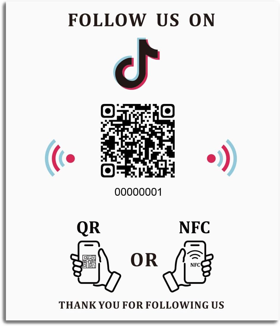 5.7" x 4.9" NFC Sticker – Payments, Reviews & Social – No Monthly Fee – Waterproof PVC