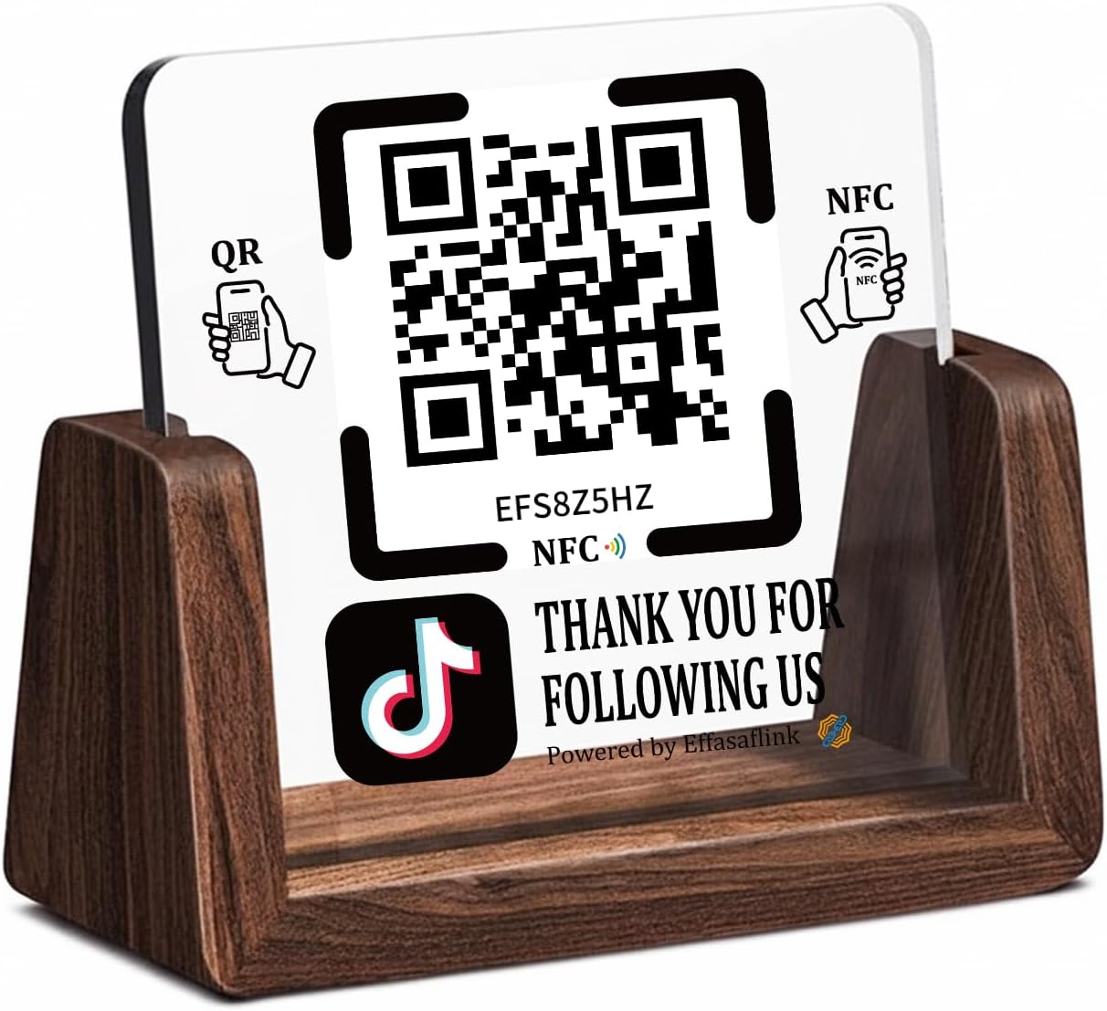Wooden NFC Stand – Reviews, Social, Payment – No Monthly Fee - No App Needed