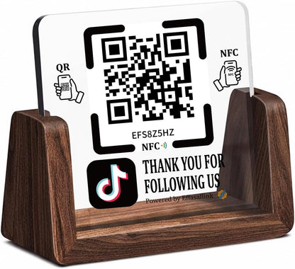 Wooden NFC Stand – Reviews, Social, Payment – No Monthly Fee - No App Needed