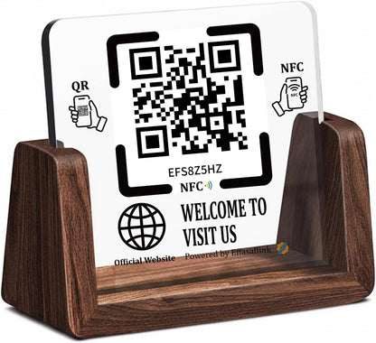 Wooden NFC Stand – Reviews, Social, Payment – No Monthly Fee - No App Needed