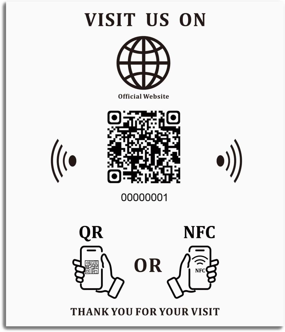 5.7" x 4.9" NFC Sticker – Payments, Reviews & Social – No Monthly Fee – Waterproof PVC