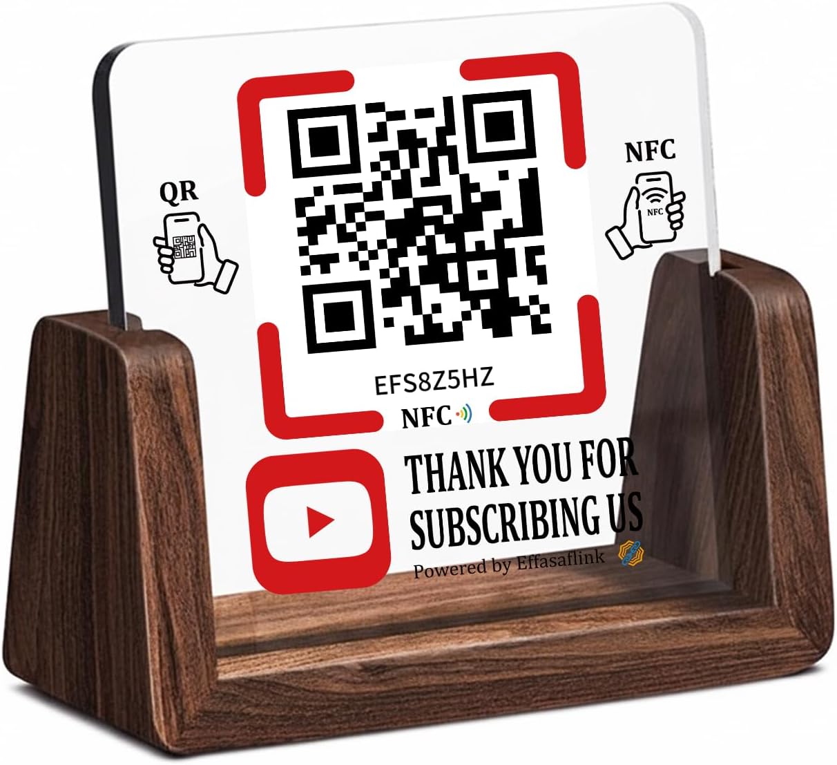 Wooden NFC Stand – Reviews, Social, Payment – No Monthly Fee - No App Needed